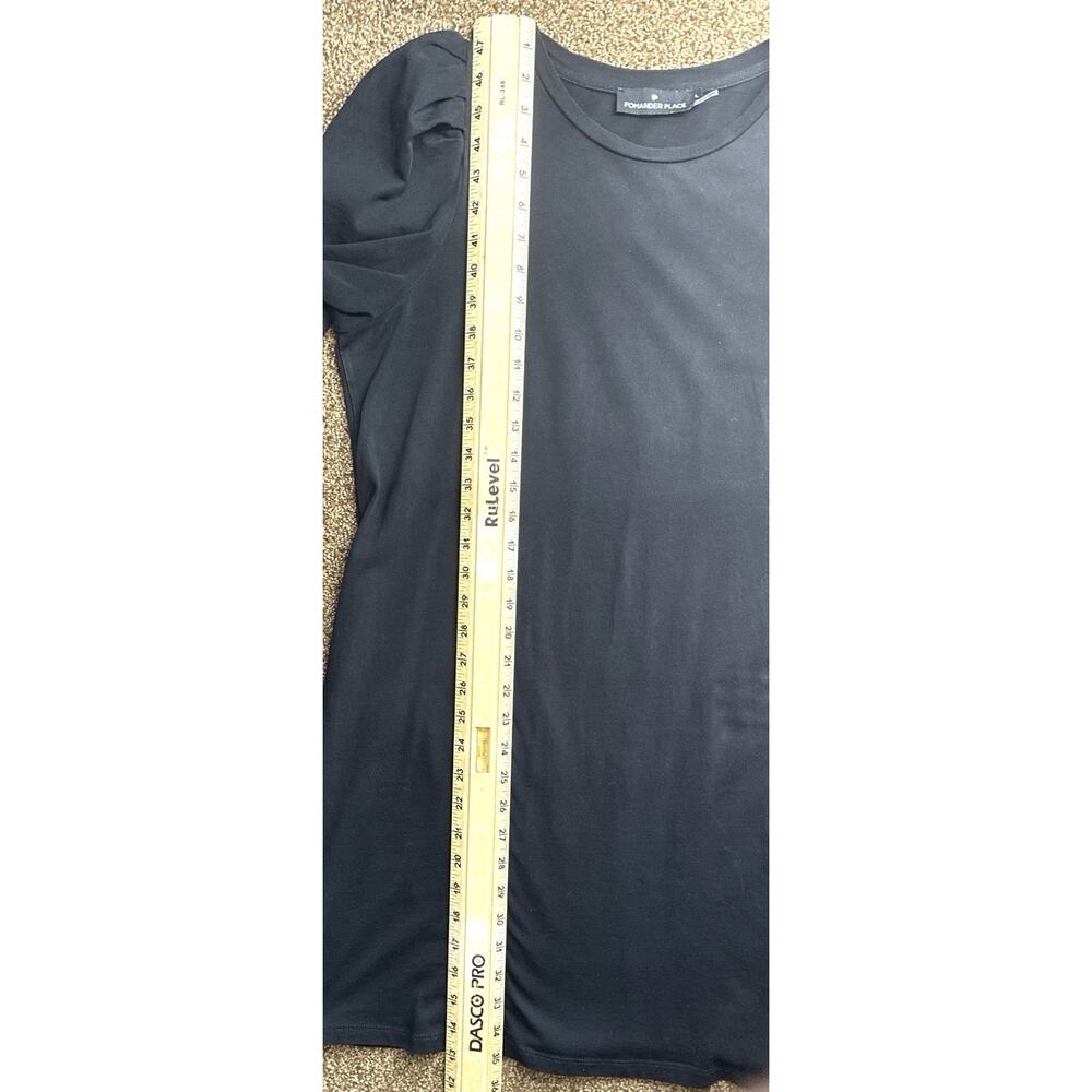 Pomander Place Black Puff Slv Cotton Shift Dress Lg Minimalist Quiet Luxury - Picture 8 of 8